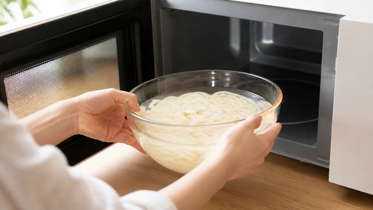 うどんをレンジで茹でるのは可能？まず「茹でる」と「戻す」を分けるの解説画像