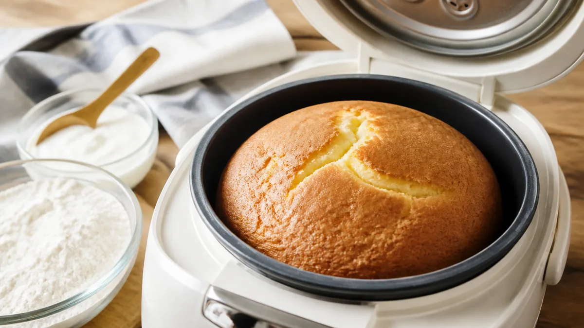 炊飯器×ホットケーキミックス×ヨーグルトは1:1|生焼けを防ぐ60分の理屈と竹串の見極めのアイキャッチ画像