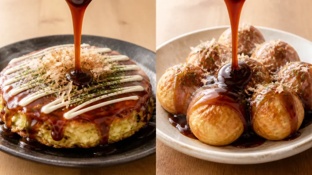お好み焼きソースとたこ焼きソースの違いはとろみと甘み｜JAS規格では同じ濃厚ソースのアイキャッチ画像