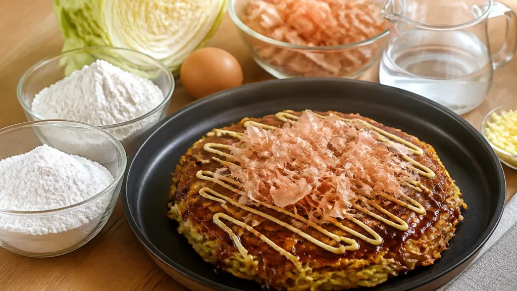お好み焼きを強力粉で作るとどうなる？タンパク質11.8gが生む固さと水の逃がし方のアイキャッチ画像