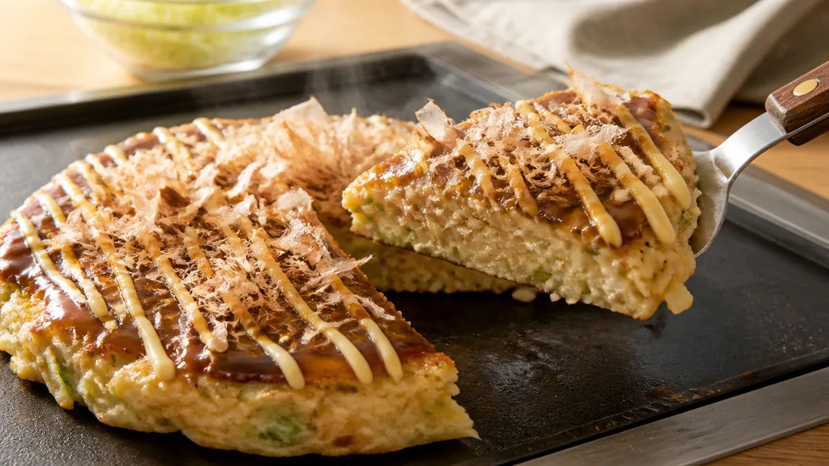 お好み焼きを強力粉で作ると、生地に何が起きるのかの解説画像