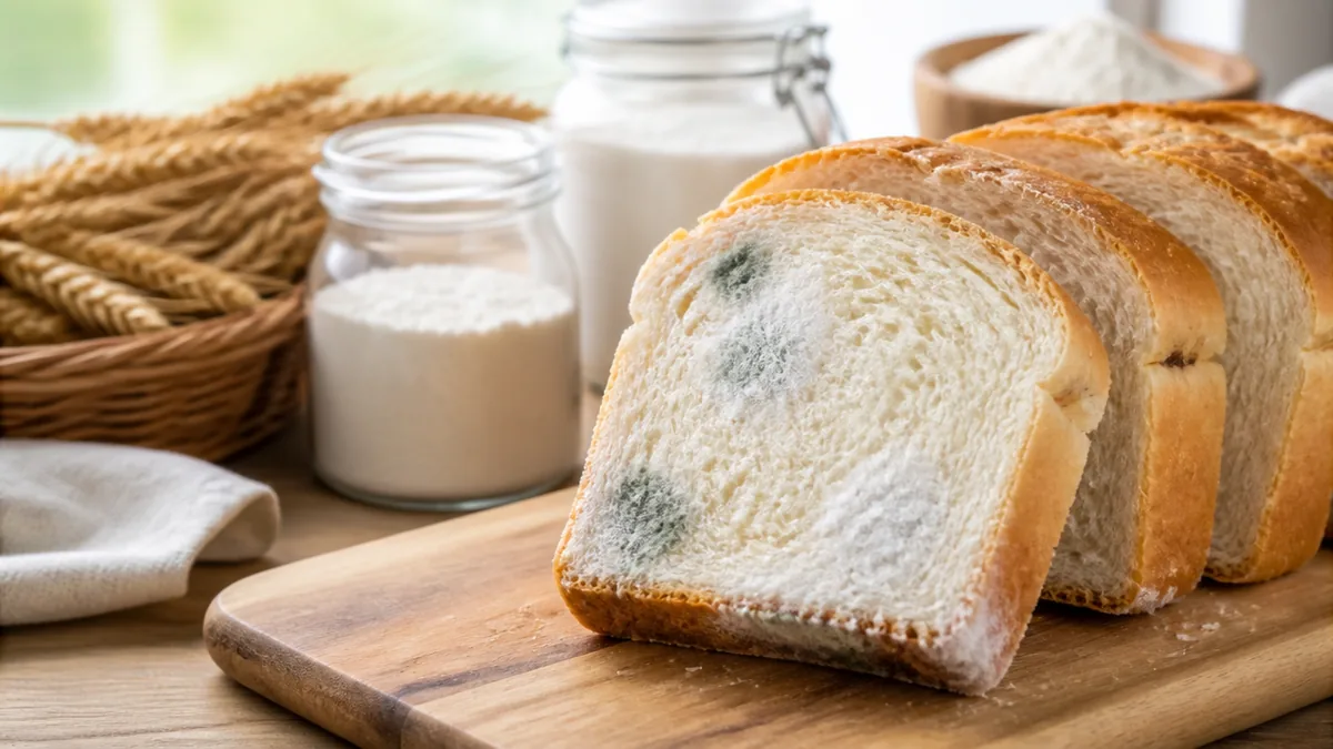パンの白カビは食べられない|打ち粉との見分け方と20〜30℃で増える理由のアイキャッチ画像