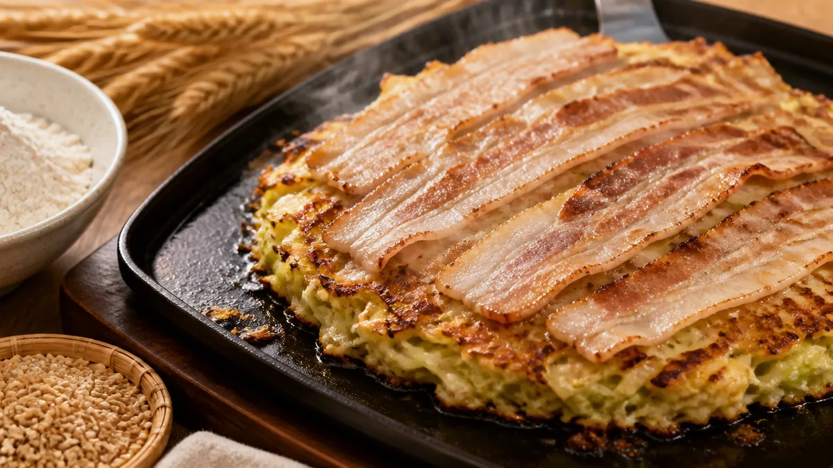 お好み焼きの肉は豚バラ3枚が正解｜牛肉との139kcal差と重ねない置き方の理屈のアイキャッチ画像