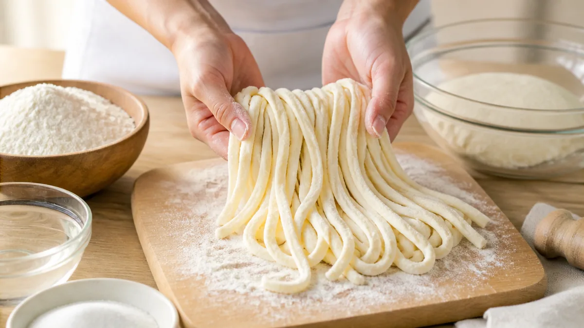 さぬきうどんの作り方は加水率50%と塩分3%で決まる｜足踏みと熟成の理屈のアイキャッチ画像