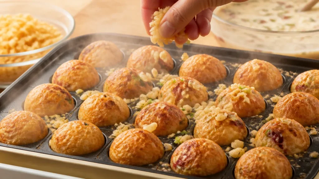 たこ焼き天かすは入れる順番で決まる｜脂質47.7gが外カリ中トロを作る理屈のアイキャッチ画像