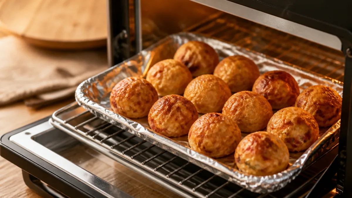 たこ焼きの温め直しはトースター180℃・7～10分｜べちゃつく原因と失敗しない手順のアイキャッチ画像