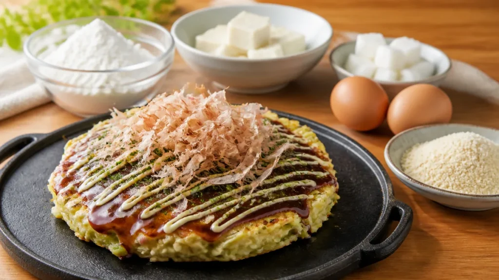 お好み焼きの山芋代用は6つ｜片栗粉50gと豆腐120gでふわふわに戻す配合のアイキャッチ画像