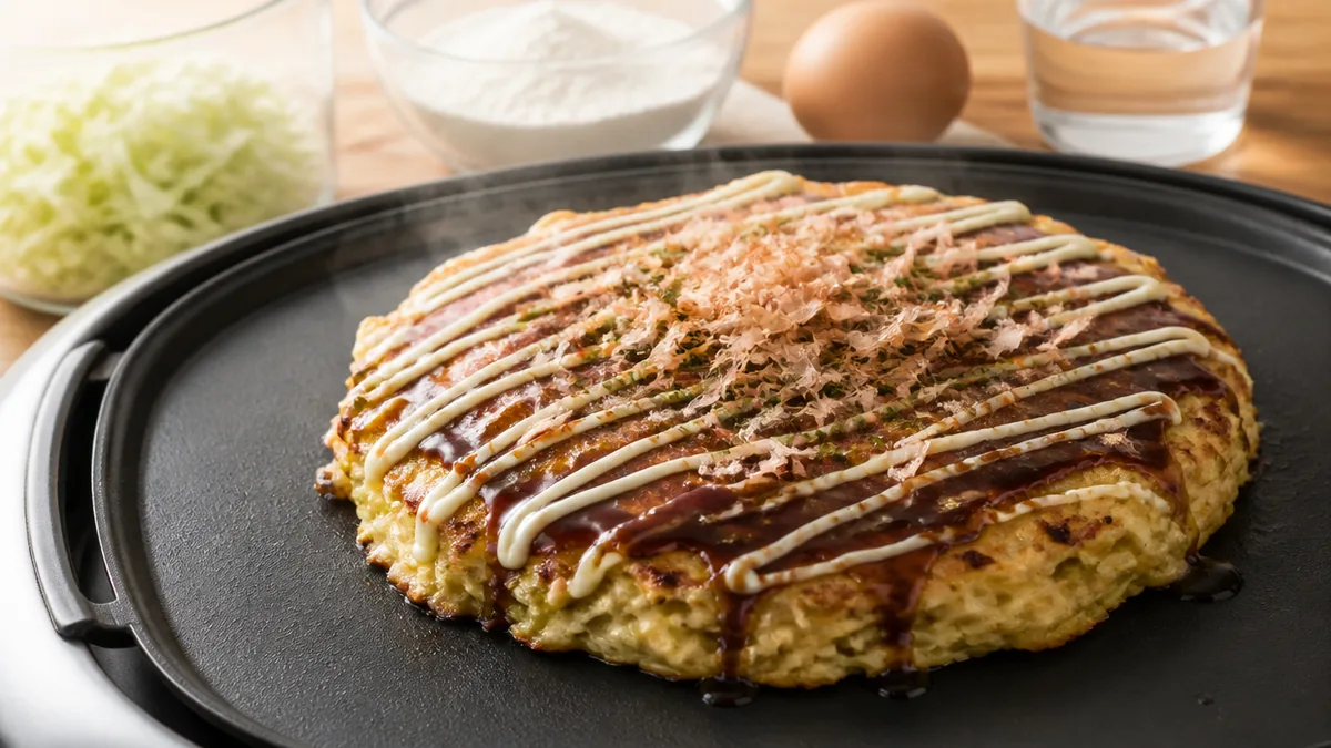 たこ焼き粉でお好み焼きを作るレシピは粉と水が同量｜増粘剤で変わる食感の理屈のアイキャッチ画像