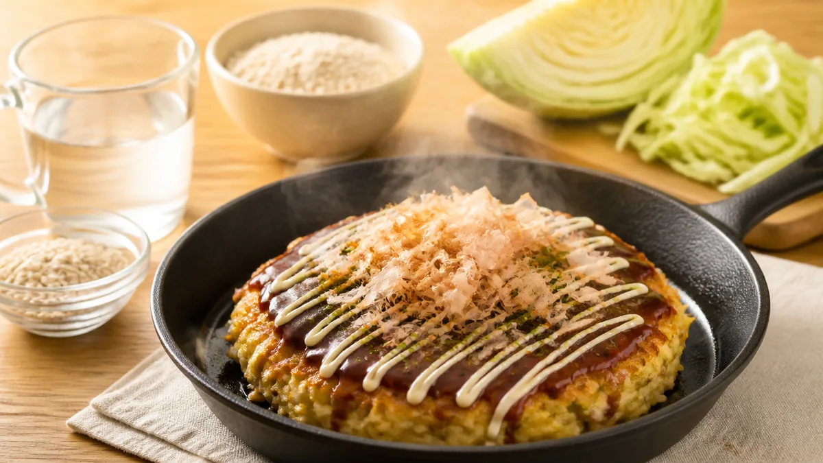 キャベツ無しお好み焼きが成り立つのは「水の置き換え」ができるからの解説画像
