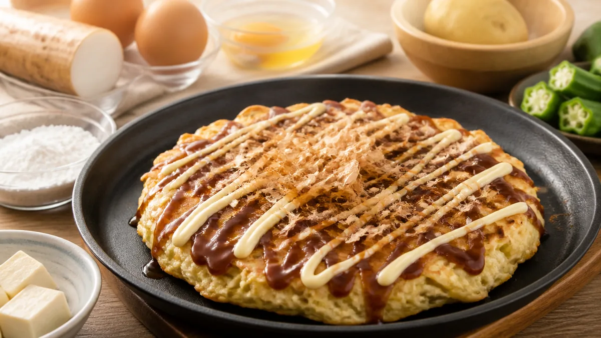 お好み焼き長芋の代わりは片栗粉と卵で足りる｜水分82.6gから逆算するふわふわの理屈のアイキャッチ画像