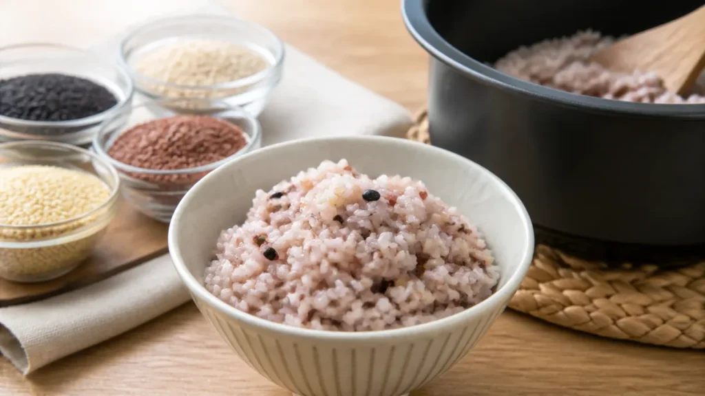 雑穀米の炊き方は「重さの2倍の水」が基本｜早炊きで硬くなる理由と浸水30分の理屈のアイキャッチ画像