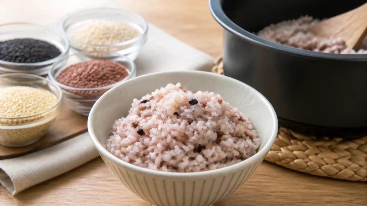 雑穀米の炊き方は「重さの2倍の水」が基本｜早炊きで硬くなる理由と浸水30分の理屈のアイキャッチ画像