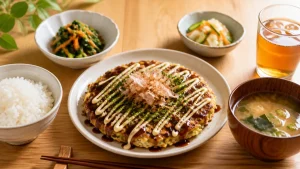 お好み焼き定食は炭水化物の重ね食べ？副菜2品と汁物で整える献立の組み立て方のアイキャッチ画像