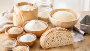 パン作りの材料は粉・水・塩・イーストの4つで膨らむ｜砂糖・バター・卵が変える食感の理屈のアイキャッチ画像